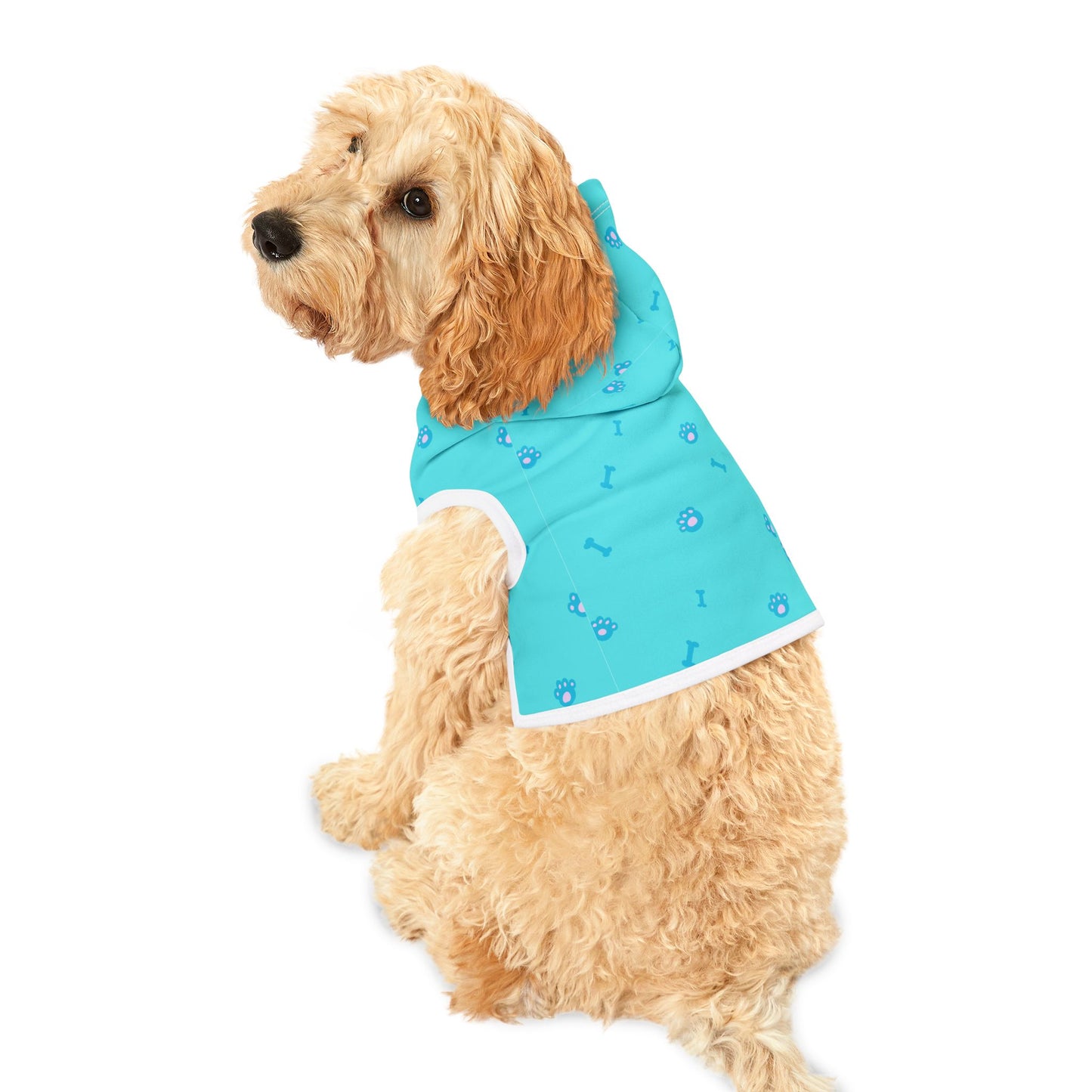 Pet Hoodie Blue Paws and Bones