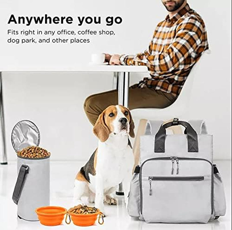 Dog Supply Organizer - Pet Travel Kit - Dog Organizer Backpack- Waterproof Backpack - Dog Bowls - Food Canister