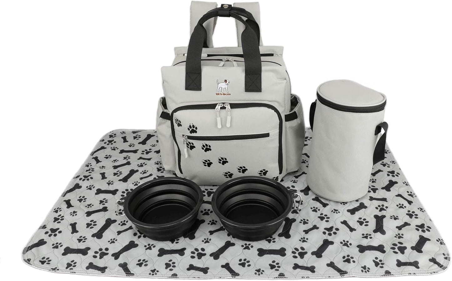 Dog Supply Organizer - Pet Travel Kit - Dog Organizer Backpack- Waterproof Backpack - Dog Bowls - Food Canister