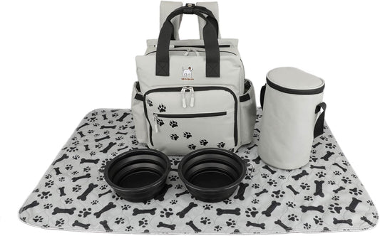Dog Supply Organizer - Pet Travel Kit - Dog Organizer Backpack- Waterproof Backpack - Dog Bowls - Food Canister